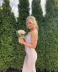 Mermaid V-neck Jersey Cut Out Beaded Prom Dresses
