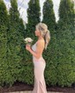 Mermaid V-neck Jersey Cut Out Beaded Prom Dresses