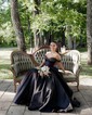 Ball Gown Off-the-shoulder Satin Corset Prom Dresses With Beading