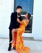 Mermaid Off-the-shoulder Sparkly Sequin Prom Dresses With Feather