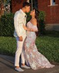 Mermaid Off-the-shoulder Sparkly Sequin Prom Dresses With Feather
