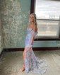 Mermaid Off-the-shoulder Sparkly Sequin Prom Dresses With Feather