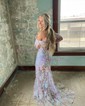 Mermaid Off-the-shoulder Sparkly Sequin Prom Dresses With Feather