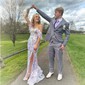 Mermaid Off-the-shoulder Sparkly Sequin Prom Dresses With Feather