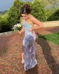 Mermaid Off-the-shoulder Sparkly Sequin Prom Dresses With Feather