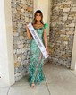 Mermaid Off-the-shoulder Lace Sparkly Prom Dresses With Feathers