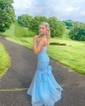 Mermaid V-neck Tulle Prom Dresses With Appliques