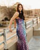 Mermaid V-neck Sparkly Velvet Sequin Prom Dresses