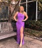 Sheath/Column One Shoulder Sparkly Sequin Prom Dresses