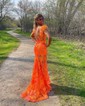 Mermaid Off-the-shoulder Sparkly Sequin Prom Dresses With Feather