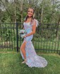 Mermaid Off-the-shoulder Sparkly Sequin Prom Dresses With Feather