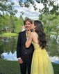 Ball Gown V-neck Tulle Prom Dresses With Appliques
