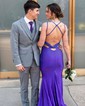 Mermaid V-neck Jersey Cut Out Beaded Prom Dresses