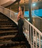 Mermaid V-neck Jersey Cut Out Beaded Prom Dresses