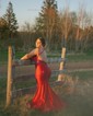 Mermaid V-neck Jersey Cut Out Beaded Prom Dresses