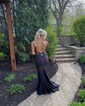 Mermaid V-neck Jersey Cut Out Beaded Prom Dresses
