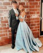 Ball Gown Off-the-shoulder Satin Corset Prom Dresses With Beading