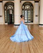 Ball Gown Off-the-shoulder Satin Corset Prom Dresses With Beading