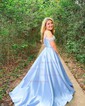 Ball Gown Off-the-shoulder Satin Corset Prom Dresses With Beading