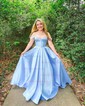 Ball Gown Off-the-shoulder Satin Corset Prom Dresses With Beading