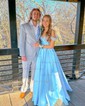 Ball Gown Off-the-shoulder Satin Corset Prom Dresses With Beading