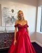 Ball Gown Off-the-shoulder Satin Corset Prom Dresses With Beading
