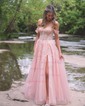 Ball Gown Off-the-shoulder Tulle Prom Dresses With Appliques