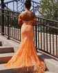 Mermaid Off-the-shoulder Tulle Prom Dresses With Appliques