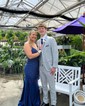 Mermaid V-neck Jersey Cut Out Beaded Prom Dresses