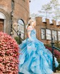 Princess Off-the-shoulder Tulle Ruffle Prom Dresses With Appliques