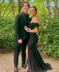 Mermaid Off-the-shoulder Stretch Crepe Prom Dresses With Appliques