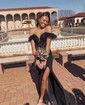 Mermaid Off-the-shoulder Stretch Crepe Prom Dresses With Appliques