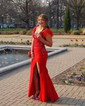 Mermaid Off-the-shoulder Stretch Crepe Prom Dresses With Appliques