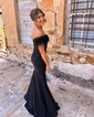 Mermaid Off-the-shoulder Stretch Crepe Prom Dresses With Appliques