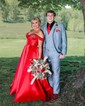 Ball Gown Off-the-shoulder Satin Corset Prom Dresses With Beading