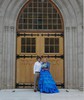 Ball Gown V-neck Tulle Ruffle Tiered Prom Dresses With Bow