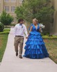 Ball Gown V-neck Tulle Ruffle Tiered Prom Dresses With Bow