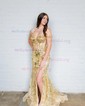 Mermaid Off-the-shoulder Sparkly Sequin Prom Dresses With Appliques