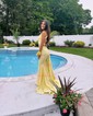 Mermaid V-neck Jersey Cut Out Prom Dresses