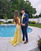 Mermaid V-neck Jersey Cut Out Prom Dresses