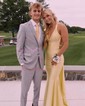Mermaid V-neck Jersey Cut Out Prom Dresses