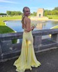 Mermaid V-neck Jersey Cut Out Prom Dresses