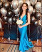 Mermaid V-neck Jersey Cut Out Prom Dresses