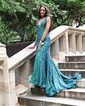 Mermaid V-neck Backless Sparkly Sequin Prom Dresses