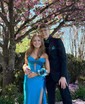 Mermaid Strapless Satin Cut Out Prom Dresses With Ruched