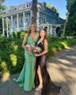 Mermaid V-neck Jersey Prom Dresses With Ruched