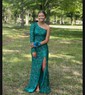 Sheath/Column One Shoulder Sparkly Sequin Prom Dresses With Long Sleeves