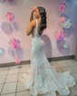 Mermaid V-neck Backless Sparkly Sequin Prom Dresses