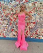 Sheath/Column V-neck Sparkly Sequin Backless Prom Dresses