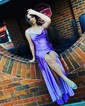 Mermaid Cowl Neck Satin Prom Dresses With Ruched